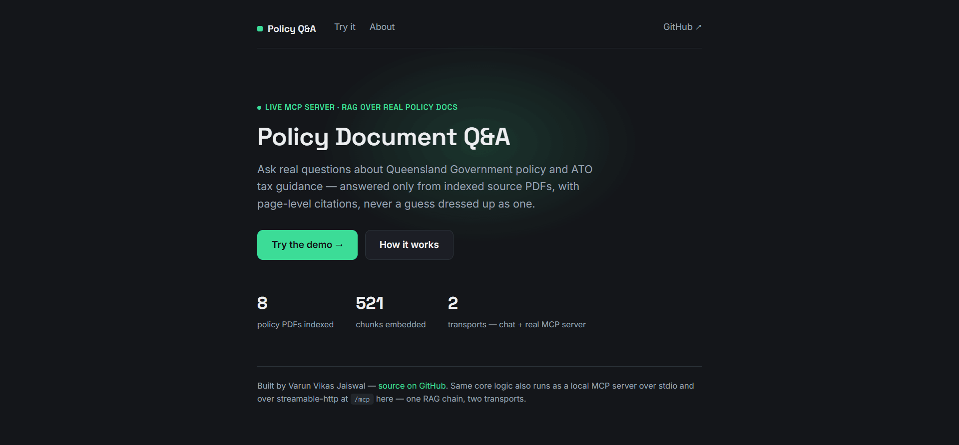 Policy Document Q&A live site